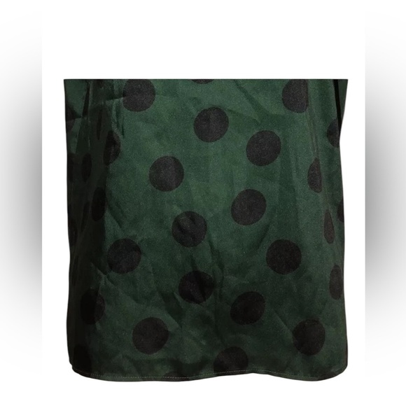 Green Polka Dot Top tie back‎ neck women’s top Zara sz medium - Picture 3 of 6